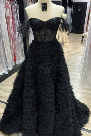 A-Linien-Ballkleid aus Tüll mit Herzausschnitt und Schlitz