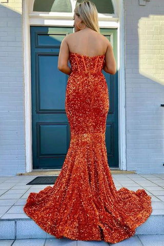 Sheath Sweetheart Sequins Prom Dress with Slit