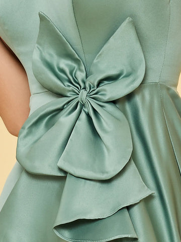 Waist Bow Spaghetti Strap A-line Bridesmaid Dress