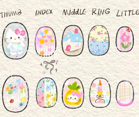House and KittyCarefully designed pure handmade press-on gel nails