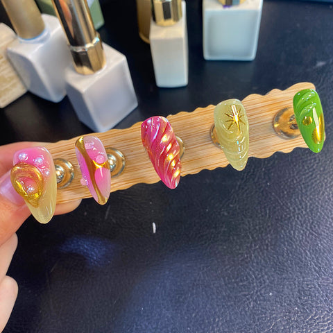 Brilliant Purples and RedsCarefully designed pure handmade press-on gel nails