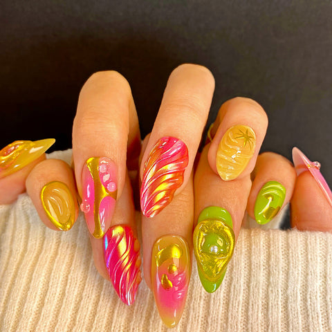 Brilliant Purples and RedsCarefully designed pure handmade press-on gel nails