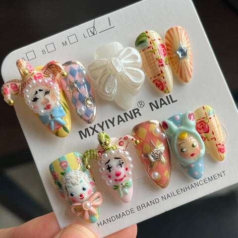 Hot SaleClownHandmade Artificial Gel Nail Press-On Nails