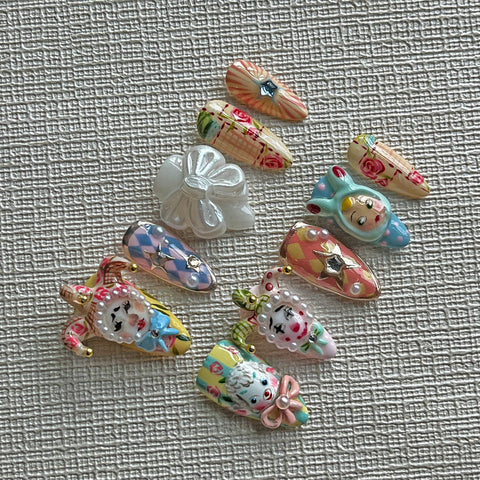 Hot SaleClownHandmade Artificial Gel Nail Press-On Nails