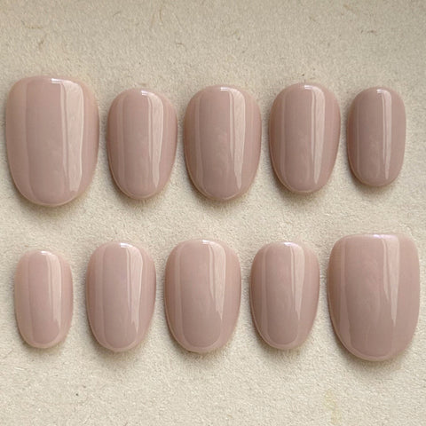 Milk Tea Colored Oval NailsCarefully designed pure handmade press-on gel nails