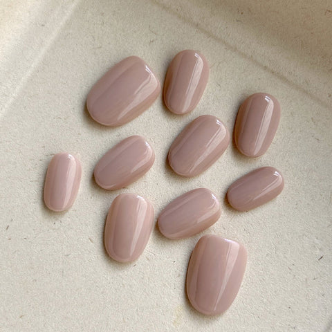Milk Tea Colored Oval NailsCarefully designed pure handmade press-on gel nails