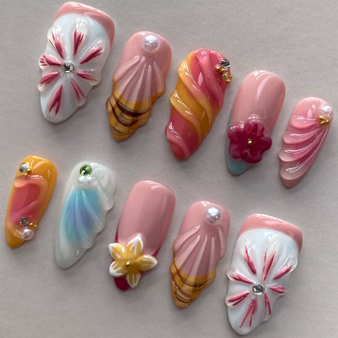 Pinky BlossomCarefully designed pure handmade press-on gel nails