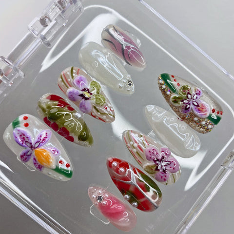 3D FlowerCarefully designed pure handmade press-on gel nails