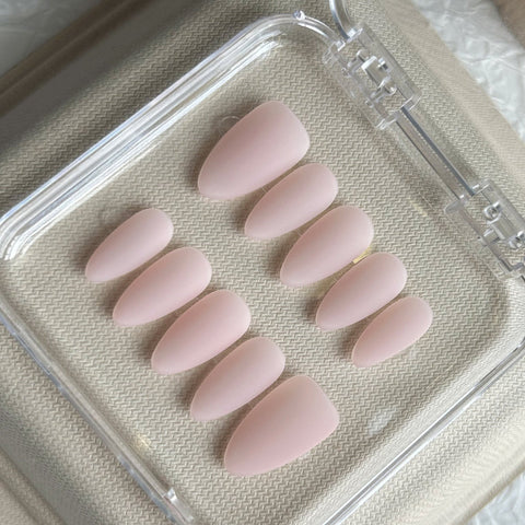 Matte Pink Almond NailsCarefully designed pure handmade press-on gel nails