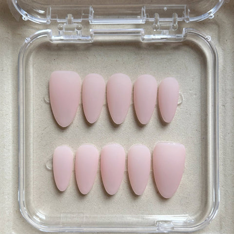 Matte Pink Almond NailsCarefully designed pure handmade press-on gel nails