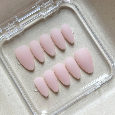 Matte Pink Almond NailsCarefully designed pure handmade press-on gel nails