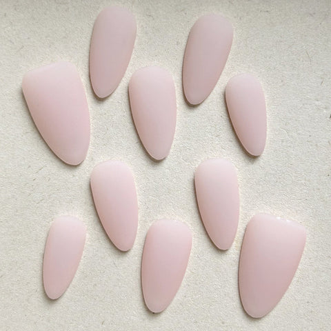 Matte Pink Almond NailsCarefully designed pure handmade press-on gel nails