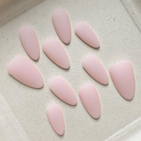 Matte Pink Almond NailsCarefully designed pure handmade press-on gel nails