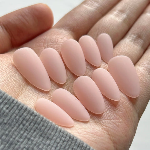 Matte Pink Almond NailsCarefully designed pure handmade press-on gel nails