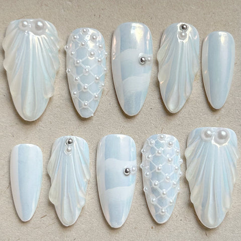 Pearl Mermaid NailCarefully designed pure handmade press-on gel nails
