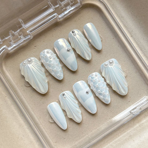 Pearl Mermaid NailCarefully designed pure handmade press-on gel nails