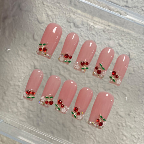 NewCherry Square NailCarefully designed pure handmade press-on gel nails