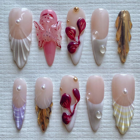 Pink MothCarefully designed pure handmade press-on gel nails