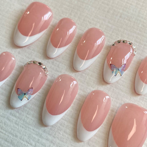 Hot SaleFrench butterflyHandmade Artificial Gel Nail Press-On Nails