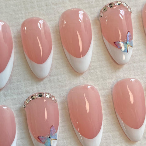 Hot SaleFrench butterflyHandmade Artificial Gel Nail Press-On Nails