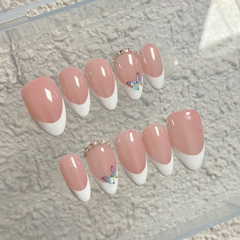 Hot SaleFrench butterflyHandmade Artificial Gel Nail Press-On Nails