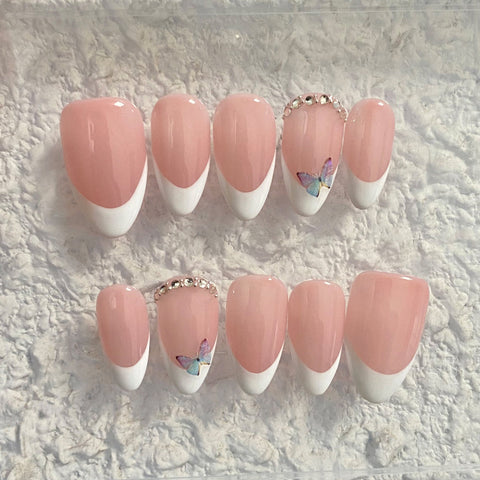 Hot SaleFrench butterflyHandmade Artificial Gel Nail Press-On Nails