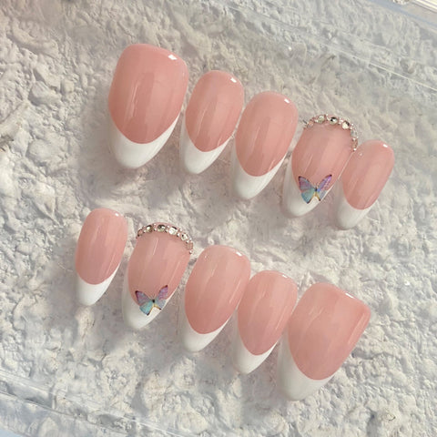 Hot SaleFrench butterflyHandmade Artificial Gel Nail Press-On Nails