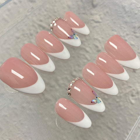 Hot SaleFrench butterflyHandmade Artificial Gel Nail Press-On Nails