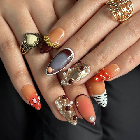 Ophelia's SunsetCarefully designed pure handmade press-on gel nails