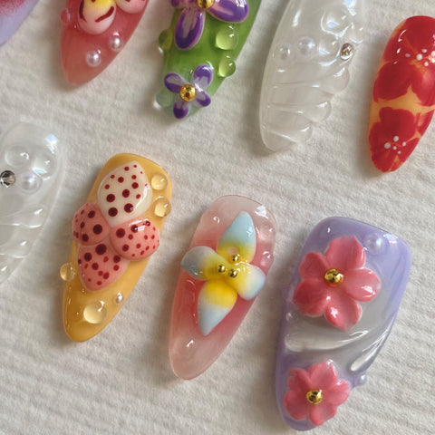 3D Purple Flower NailCarefully designed pure handmade press-on gel nails