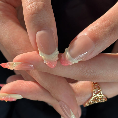 Orange Yellow ShellCarefully designed pure handmade press-on gel nails