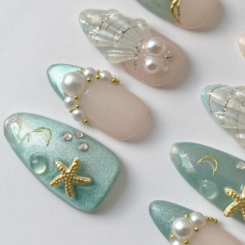 Bayside BlossomCarefully designed pure handmade press-on gel nails