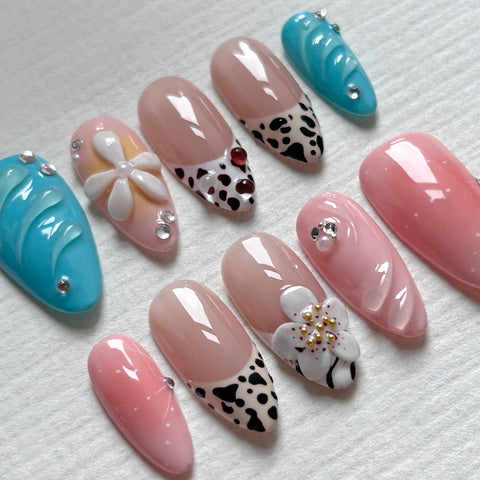 Hot SaleHandmade French Leopard Print NailsHandmade Artificial Gel Nail Press-On Nails