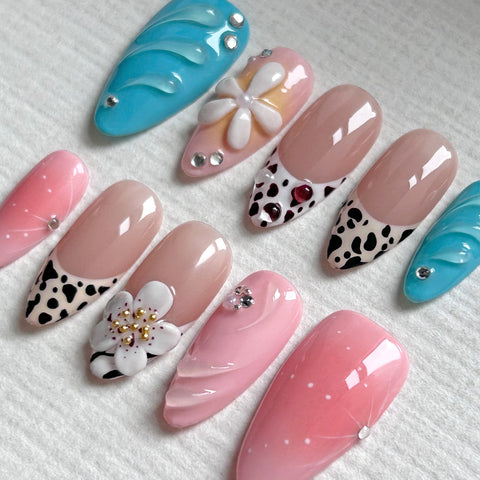 Hot SaleHandmade French Leopard Print NailsHandmade Artificial Gel Nail Press-On Nails
