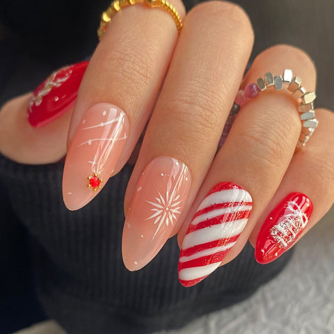 Hot SaleHappy Christmas, Little Deer NailsHandmade Artificial Gel Nail Press-On Nails