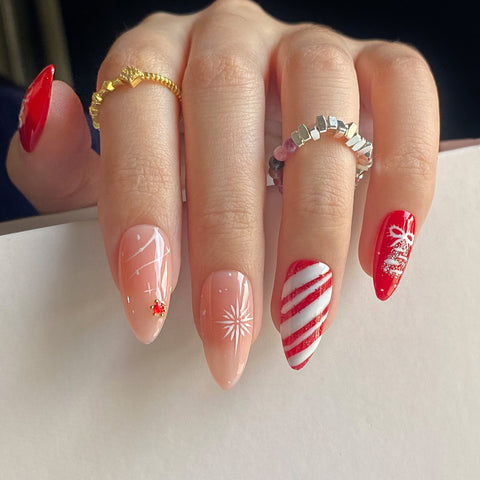Hot SaleHappy Christmas, Little Deer NailsHandmade Artificial Gel Nail Press-On Nails