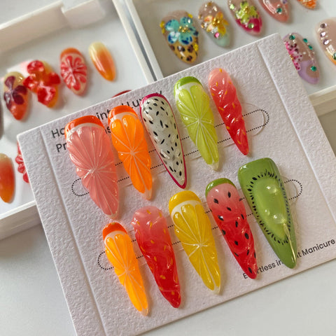 JuicyCarefully designed pure handmade press-on gel nails