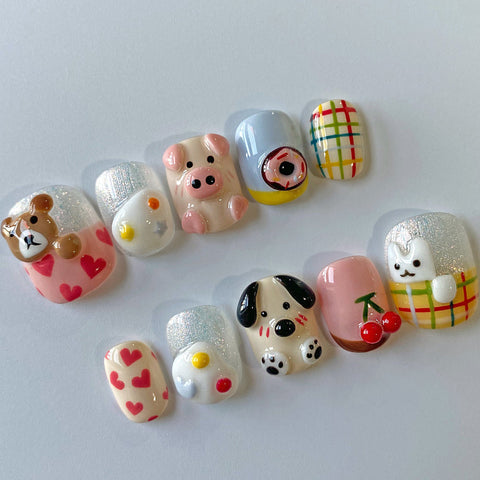 Hot SaleCute PuppyHandmade Artificial Gel Nail Press-On Nails