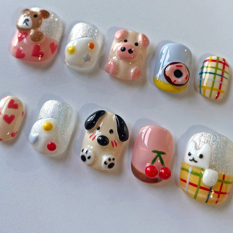 Hot SaleCute PuppyHandmade Artificial Gel Nail Press-On Nails