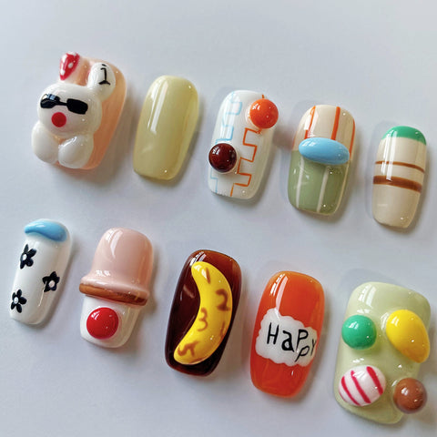 Cartoon ParkCarefully designed pure handmade press-on gel nails