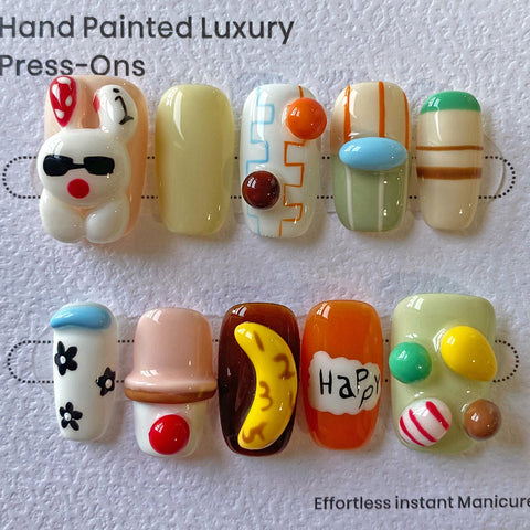Cartoon ParkCarefully designed pure handmade press-on gel nails