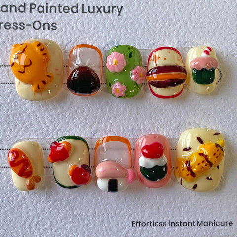 A Sumptuous DinnerCarefully designed pure handmade press-on gel nails