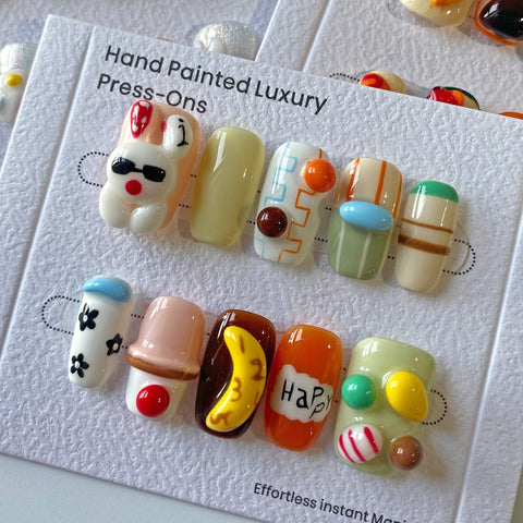 Cartoon ParkCarefully designed pure handmade press-on gel nails