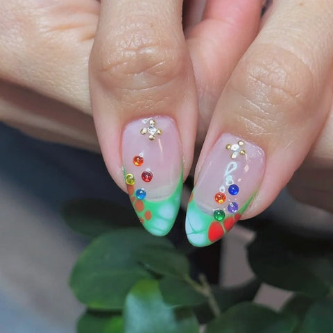 Hot SaleFrench RainbowHandmade Artificial Gel Nail Press-On Nails