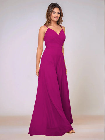 Spaghetti Strap Chiffon Hang Neck Bridesmaid Dress