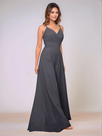 Spaghetti Strap Chiffon Hang Neck Bridesmaid Dress