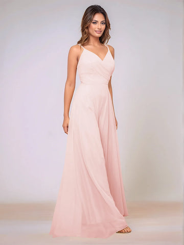 Spaghetti Strap Chiffon Hang Neck Bridesmaid Dress