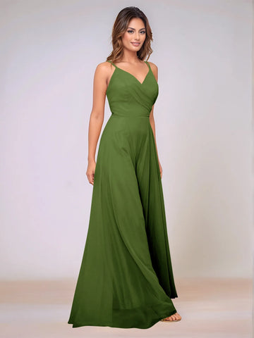Spaghetti Strap Chiffon Hang Neck Bridesmaid Dress