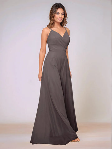 Spaghetti Strap Chiffon Hang Neck Bridesmaid Dress