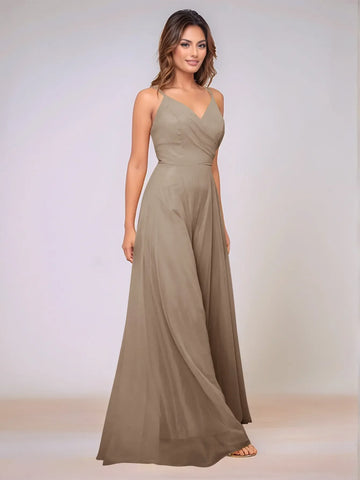 Spaghetti Strap Chiffon Hang Neck Bridesmaid Dress